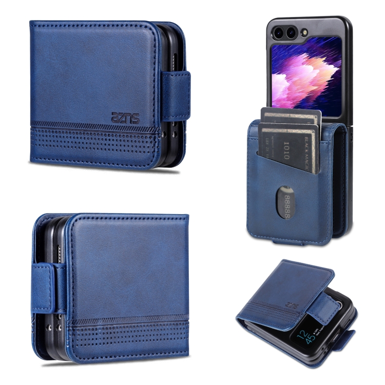 

For Samsung Galaxy Z Flip6 5G AZNS Magnetic Calf Texture Flip Leather Phone Case(Dark Blue)