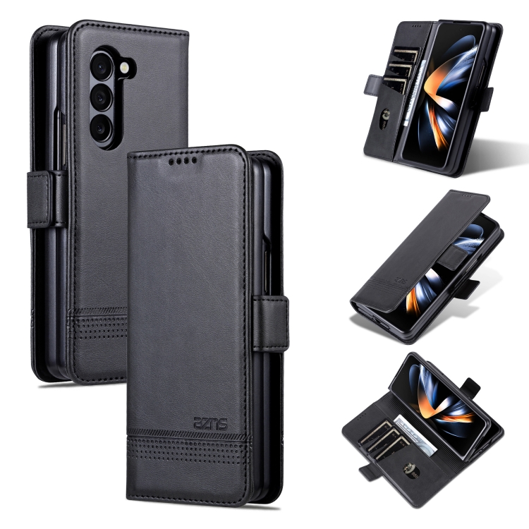 

For Samsung Galaxy Z Fold6 5G AZNS Magnetic Calf Texture Flip Leather Phone Case(Black)