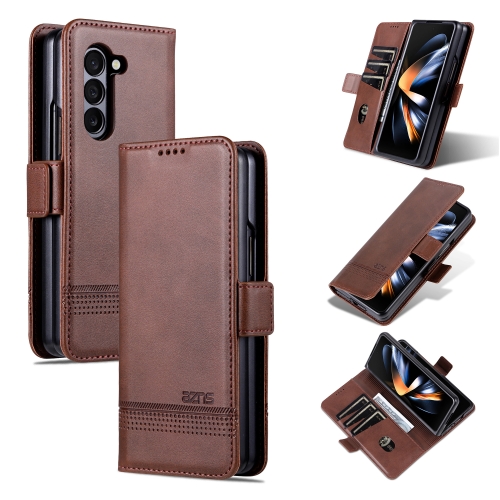 

For Samsung Galaxy Z Fold6 5G AZNS Magnetic Calf Texture Flip Leather Phone Case(Dark Brown)