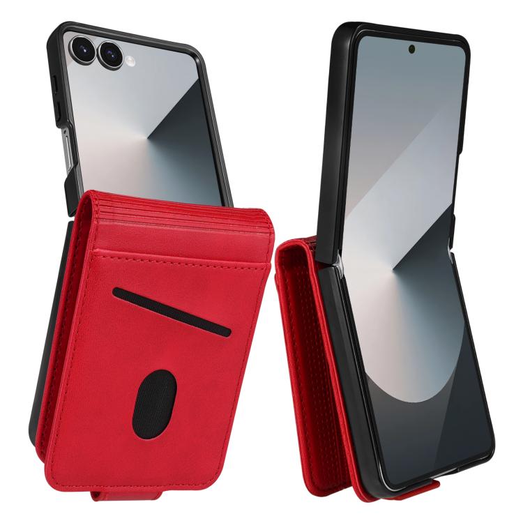

For Samsung Galaxy Z Flip7 5G AZNS Magnetic Calf Texture Flip Leather Phone Case(Red)