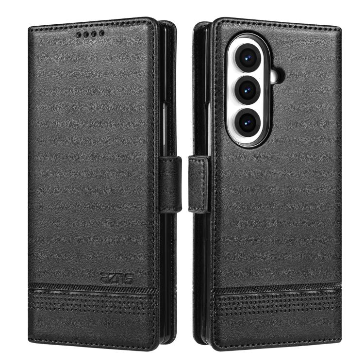 

For Samsung Galaxy Z Fold7 5G AZNS Magnetic Calf Texture Flip Leather Phone Case(Black)