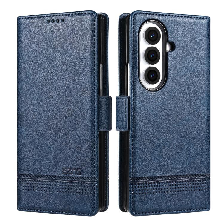 

For Samsung Galaxy Z Fold7 5G AZNS Magnetic Calf Texture Flip Leather Phone Case(Dark Blue)