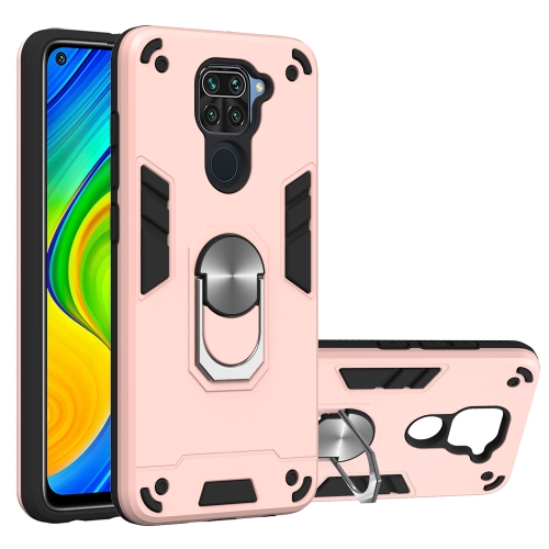 For Xiaomi Redmi Note 9 2 in 1 Armour Series PC + TPU Protective Case with Ring Holder(Rose Gold)