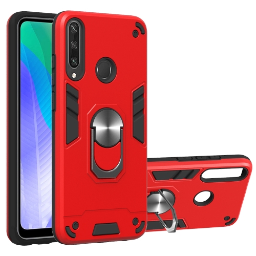 For Huawei Y6P 2 in 1 Armour Series PC + TPU Protective Case with Ring Holder(Red)