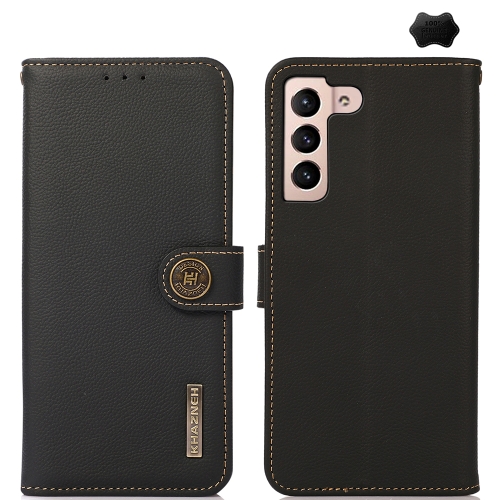 

For Samsung Galaxy A35 5G KHAZNEH Custer Genuine Leather RFID Phone Case(Black)