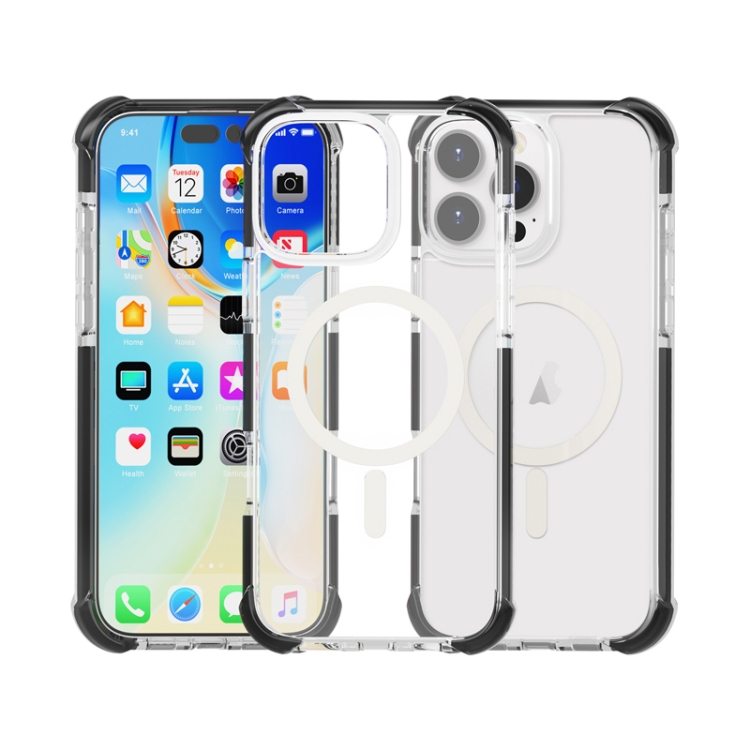 

For iPhone 16 Pro Acrylic Magsafe Magnetic Shockproof Phone Case(Transparent Black)