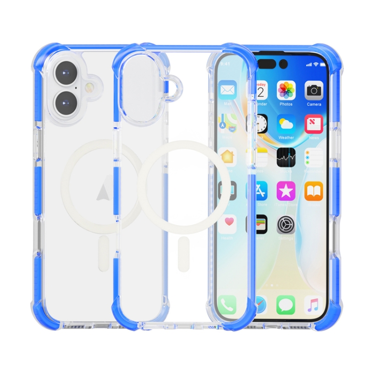

For iPhone 16 Plus Acrylic Magsafe Magnetic Shockproof Phone Case(Blue)