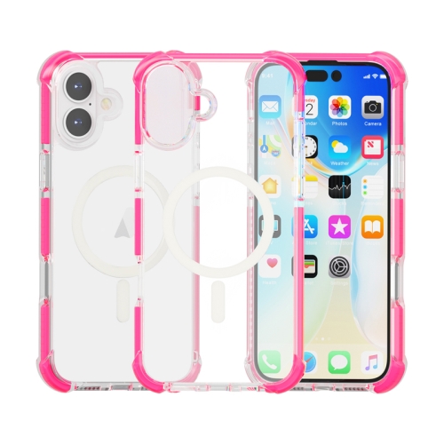 

For iPhone 16 Plus Acrylic Magsafe Magnetic Shockproof Phone Case(Pink)