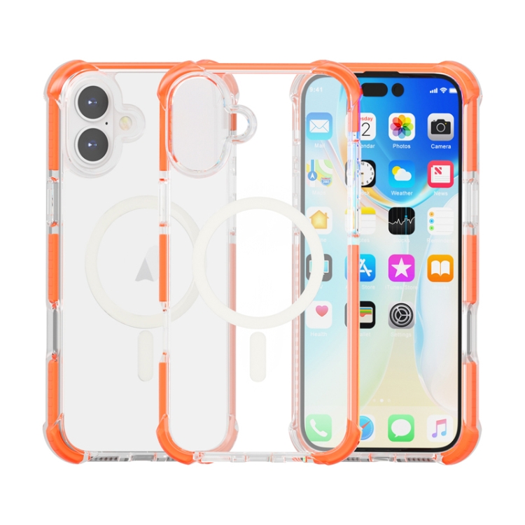 

For iPhone 16 Acrylic Magsafe Magnetic Shockproof Phone Case(Orange)