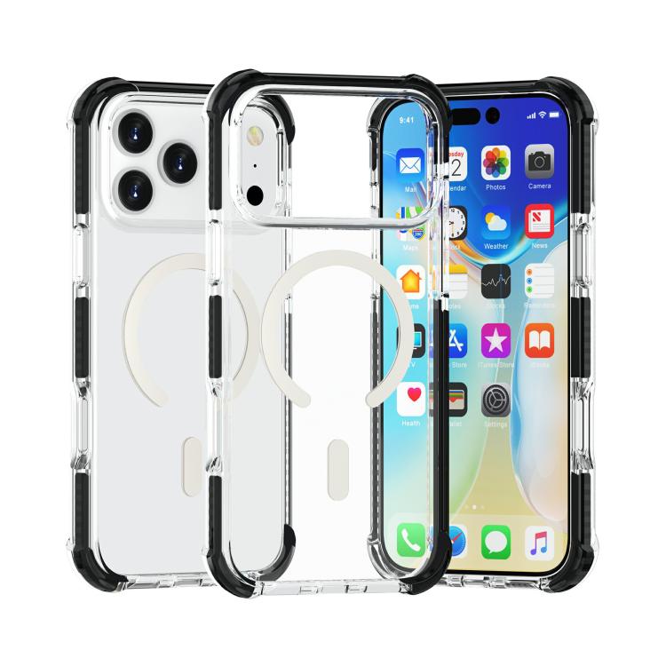 

For iPhone 17 Pro Acrylic Magsafe Magnetic Shockproof Phone Case(Transparent Black)