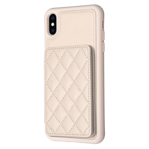 

For iPhone XS Max BF25 Square Plaid Card Bag Holder Phone Case(Beige)