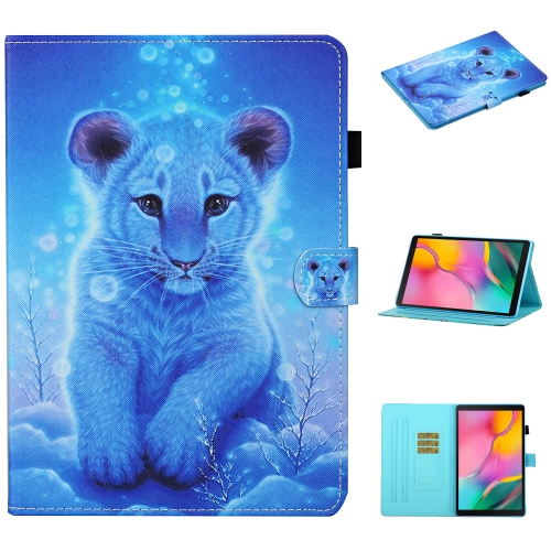 For Samsung Galaxy Tab S6 Lite P610 / P615 Colored Drawing Stitching Horizontal Flip Leather Case, with Holder & Card Slots(Little Tiger)