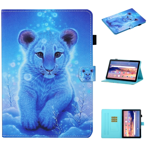 For Huawei MediaPad T5 Colored Drawing Stitching Horizontal Flip Leather Case, with Holder & Card Slots(Little Tiger)
