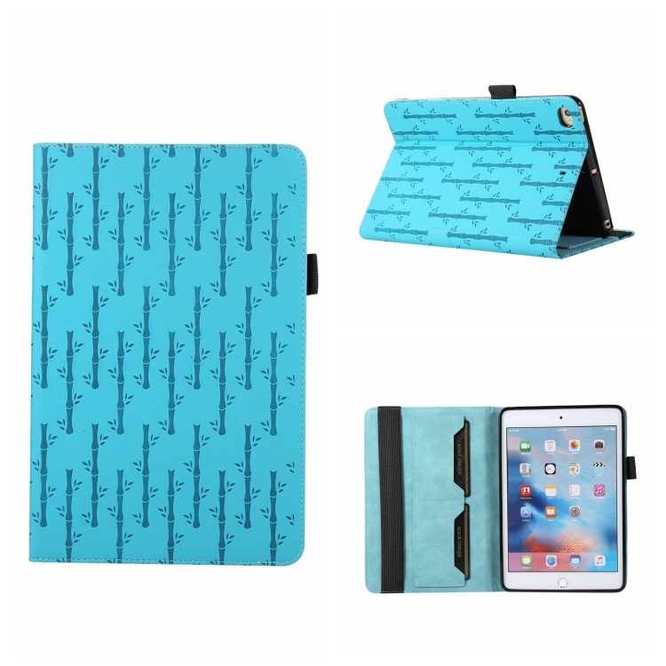 

For iPad mini 5 / 4 / 3 / 1 Lucky Bamboo Pattern Leather Tablet Case(Blue)