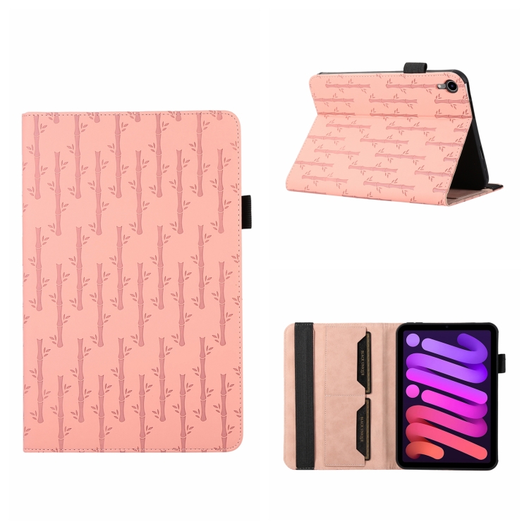 

For iPad mini 6 Lucky Bamboo Pattern Leather Tablet Case(Pink)