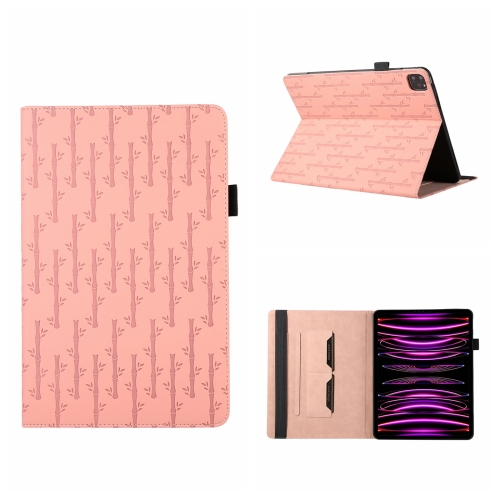 

For iPad Pro 12.9 2022 / 2021 Lucky Bamboo Pattern Leather Tablet Case(Pink)
