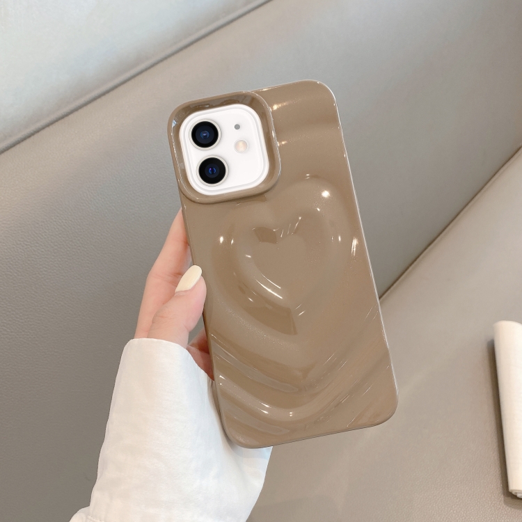 

For iPhone 11 3D Love Pattern Phone Case(Milk Coffee)