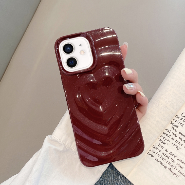 

For iPhone 11 3D Love Pattern Phone Case(Wine Red)