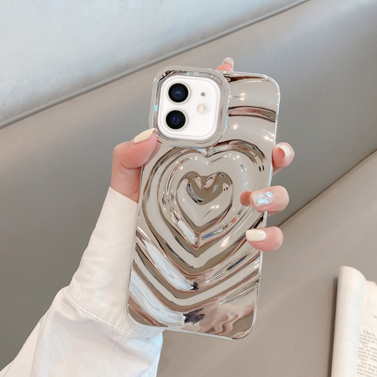 

For iPhone 12 3D Love Pattern Phone Case(Grey)