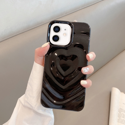 

For iPhone 12 3D Love Pattern Phone Case(Black)