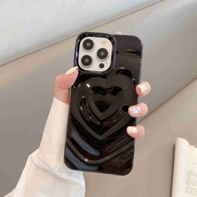 

For iPhone 12 Pro 3D Love Pattern Phone Case(Black)