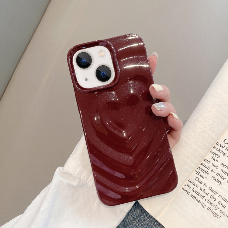 

For iPhone 13 3D Love Pattern Phone Case(Wine Red)