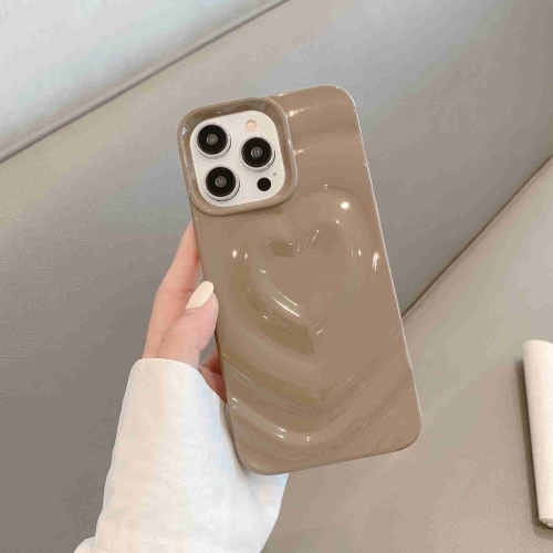 For iPhone 13 Pro 3D Love Pattern Phone Case(Milk Coffee)