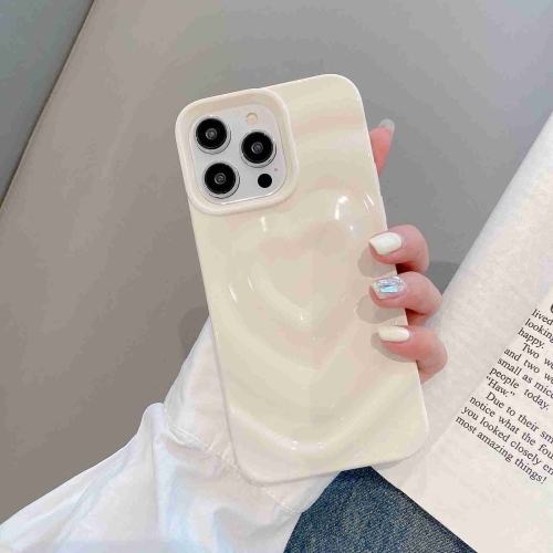 

For iPhone 13 Pro 3D Love Pattern Phone Case(Cream White)