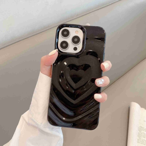 

For iPhone 13 Pro Max 3D Love Pattern Phone Case(Black)