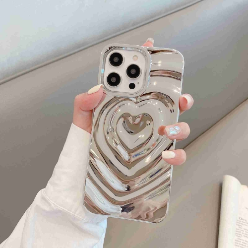 For iPhone 14 Pro 3D Love Pattern Phone Case(Grey) for iphone 15 pro max dfans design magsafe magnetic phone case blue