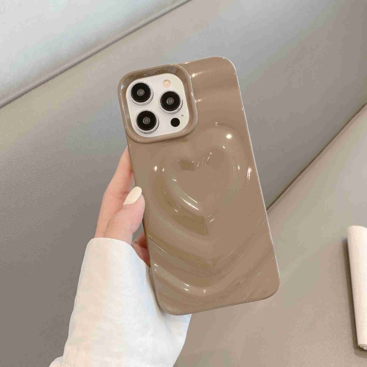 

For iPhone 14 Pro Max 3D Love Pattern Phone Case(Milk Coffee)
