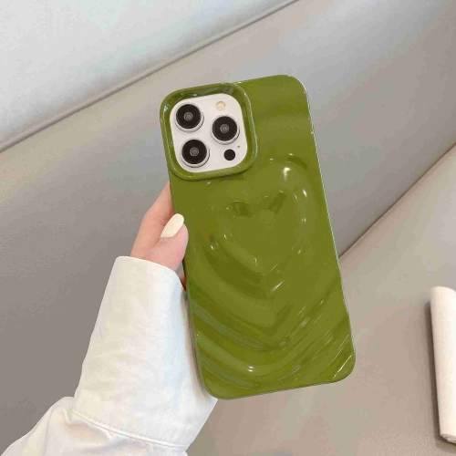 For iPhone 14 Pro Max 3D Love Pattern Phone Case(Green) cukup 100% solid quality pure cowhide leather smooth surface automatic ratchet style belts only for men without buckles nck637