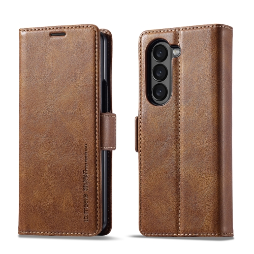 

For Samsung Galaxy Z Fold6 5G LC.IMEEKE RFID Anti-theft Leather Phone Case(Brown)