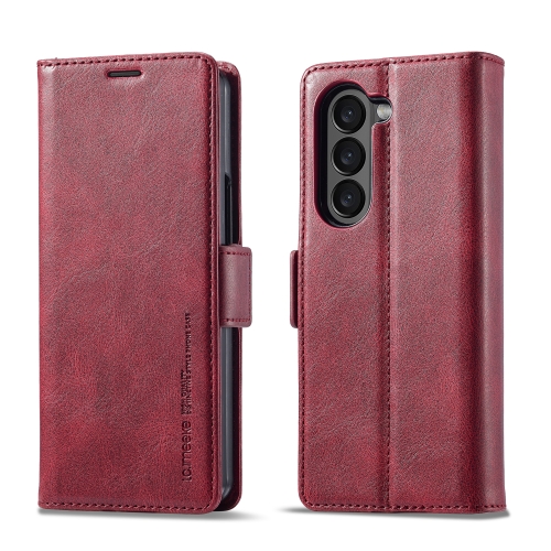 

For Samsung Galaxy Z Fold6 5G LC.IMEEKE RFID Anti-theft Leather Phone Case(Red)