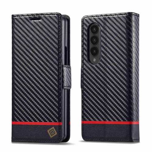 

For Samsung Galaxy Z Fold4 LC.IMEEKE Carbon Fiber Leather Phone Case(Horizontal Black)