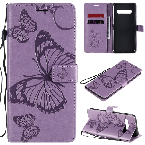 For LG V60 3D Butterflies Embossing Pattern Horizontal Flip Leather Case with Holder & Card Slot & Wallet(Purple)
