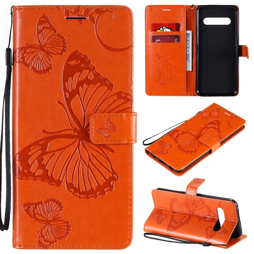 For LG V60 3D Butterflies Embossing Pattern Horizontal Flip Leather Case with Holder & Card Slot & Wallet(Orange)