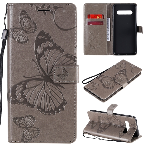 For LG V60 3D Butterflies Embossing Pattern Horizontal Flip Leather Case with Holder & Card Slot & Wallet(Grey)