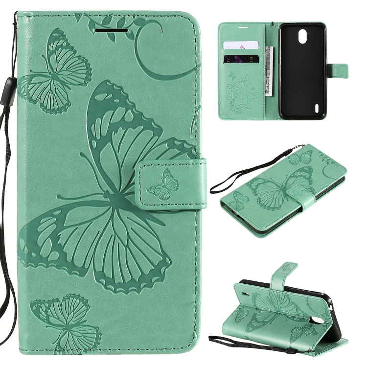 

For Nokia 1.3 3D Butterflies Embossing Pattern Horizontal Flip Leather Case with Holder & Card Slot & Wallet(Green)