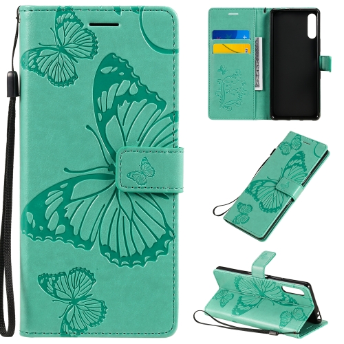 

For Sony Xperia L4 3D Butterflies Embossing Pattern Horizontal Flip Leather Case with Holder & Card Slot & Wallet(Green)