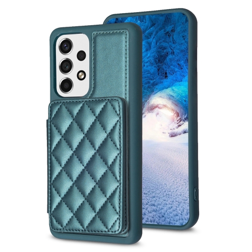

For Samsung Galaxy A53 BF25 Square Plaid Card Bag Holder Phone Case(Green)