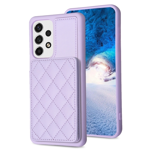 

For Samsung Galaxy A53 BF25 Square Plaid Card Bag Holder Phone Case(Purple)