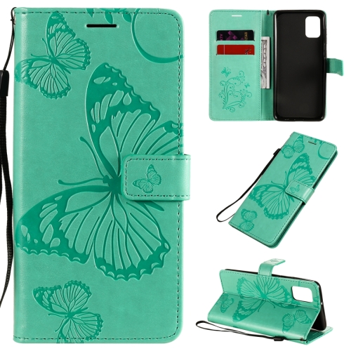 

For Samsung Galaxy A31 3D Butterflies Embossing Pattern Horizontal Flip Leather Case with Holder & Card Slot & Wallet(Green)