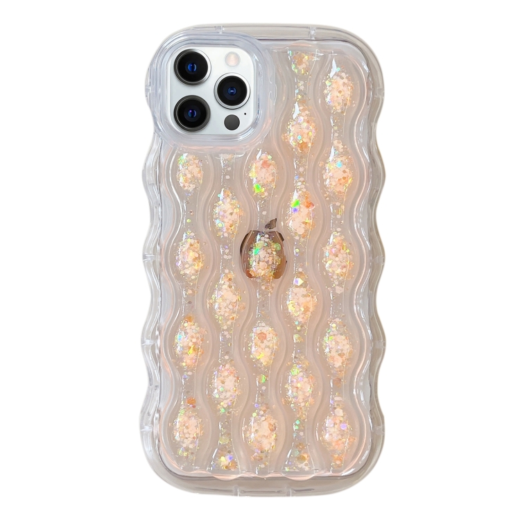 

For iPhone 14 Pro Luminous 3D Wavy Texture Phone Case(Orange)