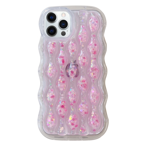 

For iPhone 14 Pro Max Luminous 3D Wavy Texture Phone Case(Pink)