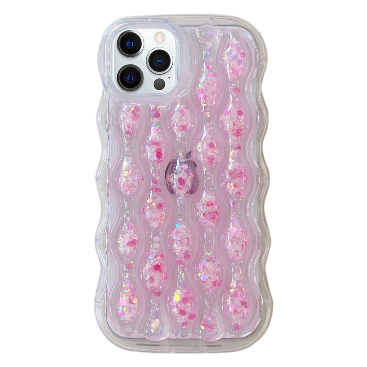 

For iPhone 13 Pro Max Luminous 3D Wavy Texture Phone Case(Pink)
