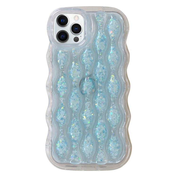 

For iPhone 13 Pro Max Luminous 3D Wavy Texture Phone Case(Blue)