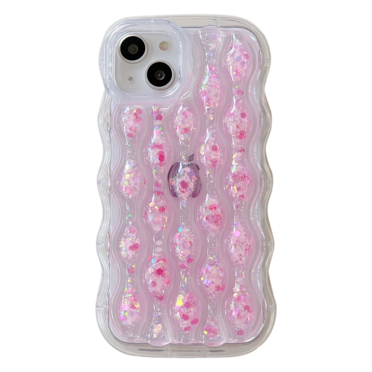 

For iPhone 13 Luminous 3D Wavy Texture Phone Case(Pink)