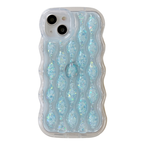 

For iPhone 13 Luminous 3D Wavy Texture Phone Case(Blue)