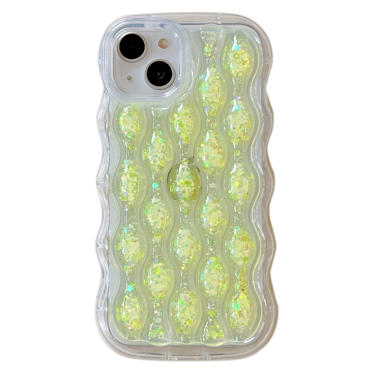 

For iPhone 13 Luminous 3D Wavy Texture Phone Case(Yellow)